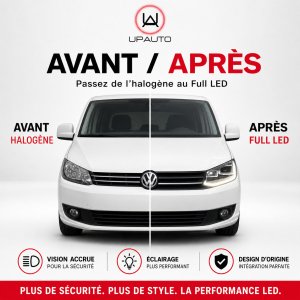 Kit upgrade phare adaptable led pour version halogène Volkswagen caddy 1015 2016 2017 2018 2019 2020