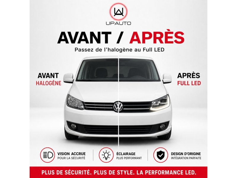 Kit upgrade phare adaptable led pour version halogène Volkswagen caddy 1015 2016 2017 2018 2019 2020